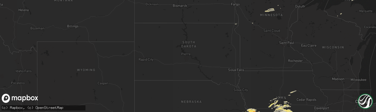 Hail map in South Dakota on September 17, 2022