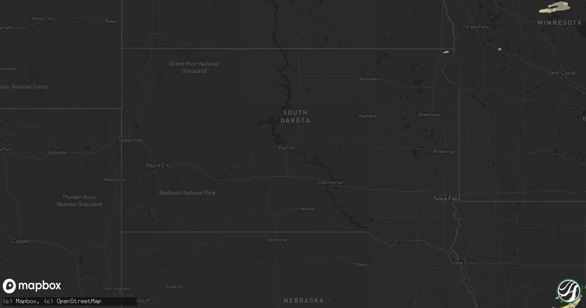 Hail map in South Dakota on September 17, 2022