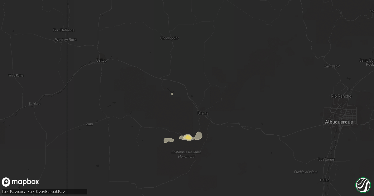 Hail map in Bluewater, NM on September 17, 2023