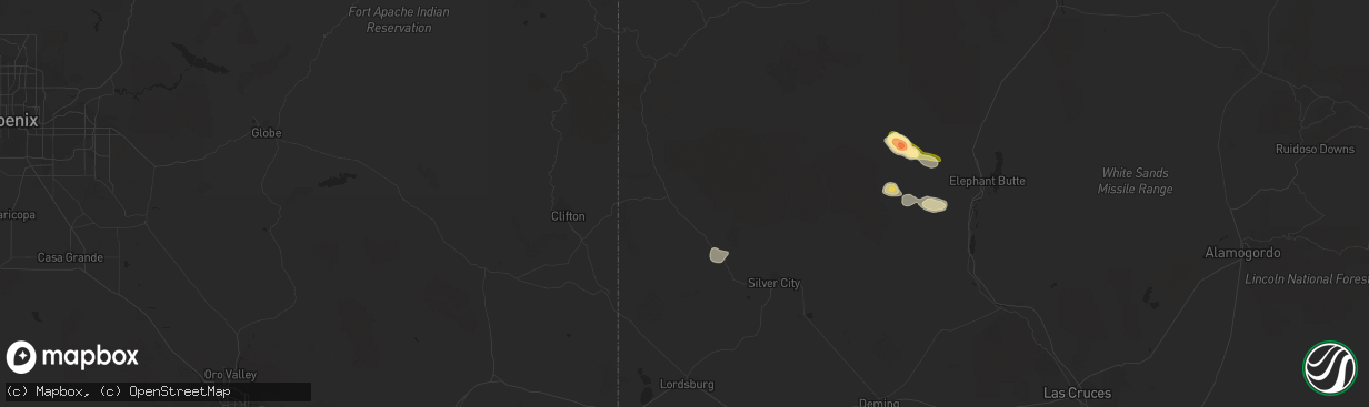 Hail map in Buckhorn, NM on September 17, 2023