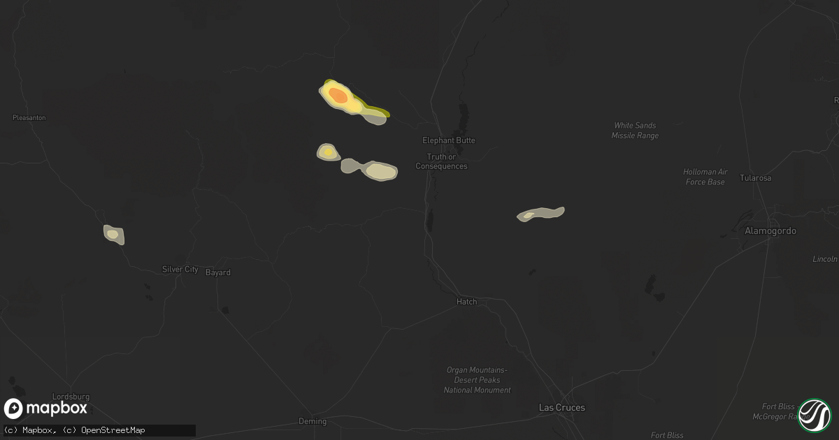 Hail map in Caballo, NM on September 17, 2023