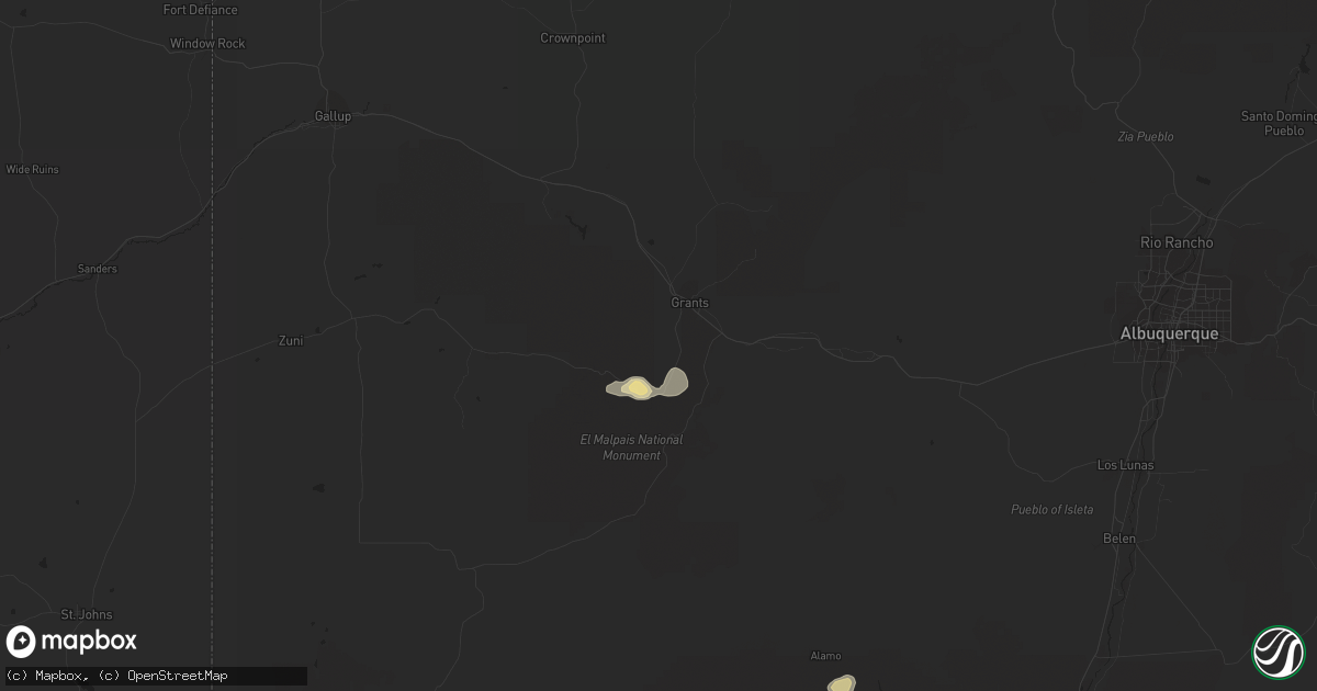 Hail map in Grants, NM on September 17, 2023