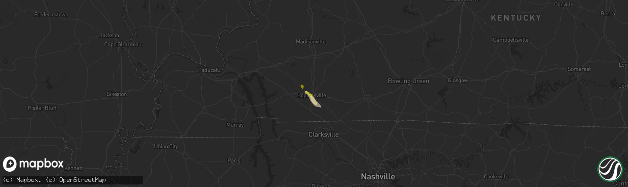 Hail map in Hopkinsville, KY on September 17, 2023