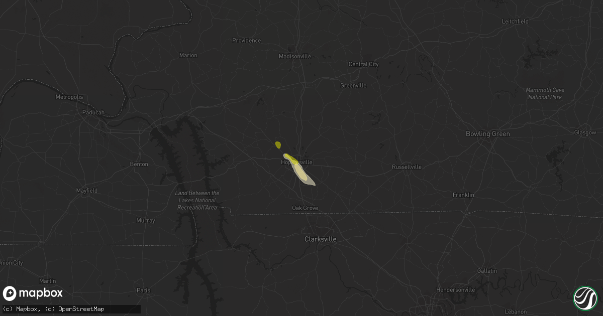Hail map in Hopkinsville, KY on September 17, 2023