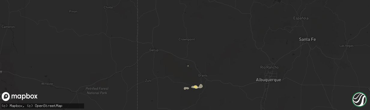 Hail map in Thoreau, NM on September 17, 2023