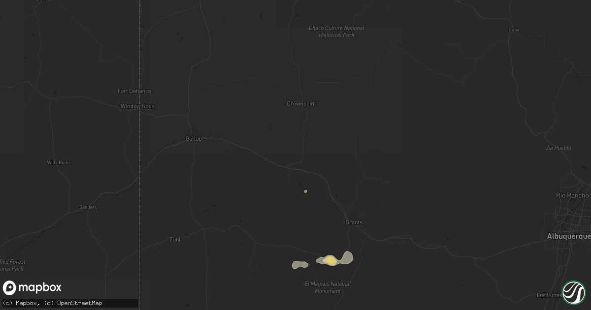 Hail map in Thoreau, NM on September 17, 2023