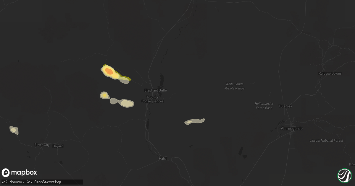 Hail map in Truth Or Consequences, NM on September 17, 2023