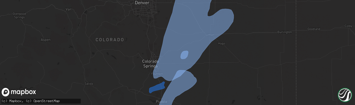 Hail map in Calhan, CO on September 17, 2024