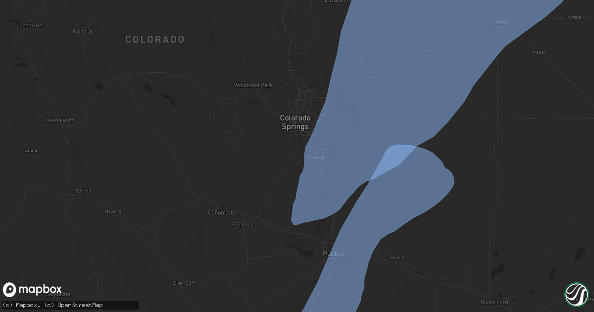 Hail map in Colorado Springs, CO on September 17, 2024