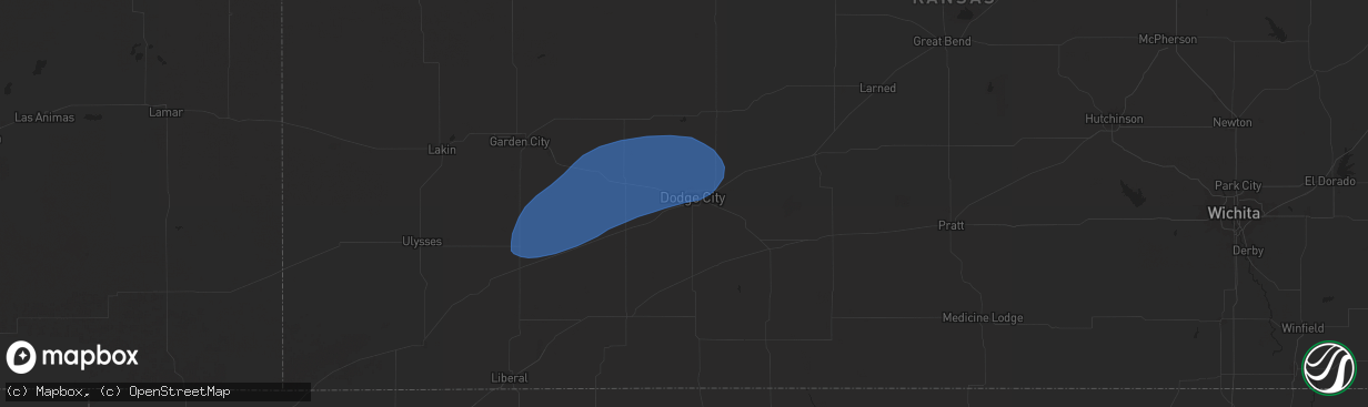 Hail map in Dodge City, KS on September 17, 2024