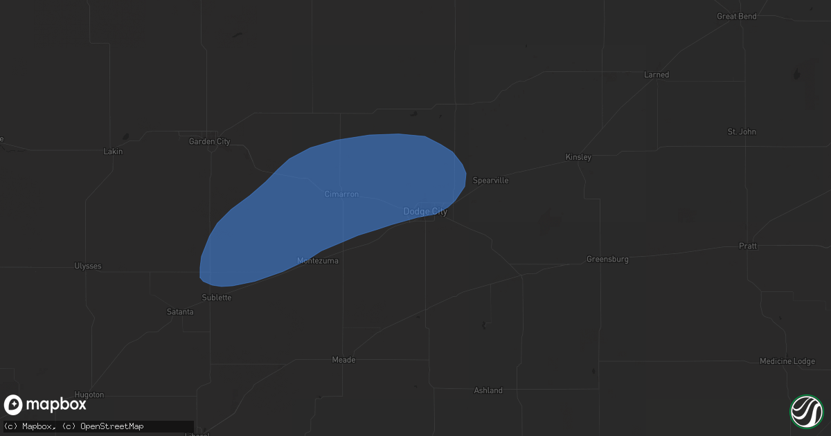 Hail map in Dodge City, KS on September 17, 2024