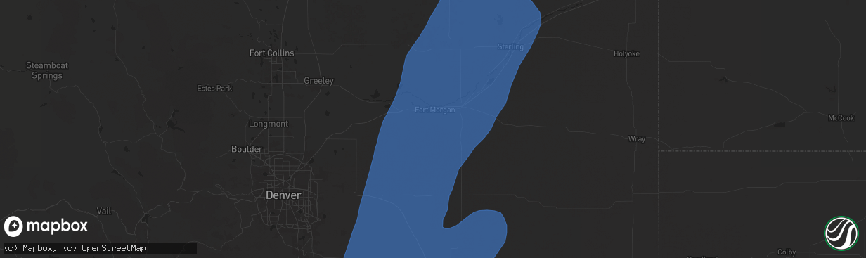 Hail map in Fort Morgan, CO on September 17, 2024