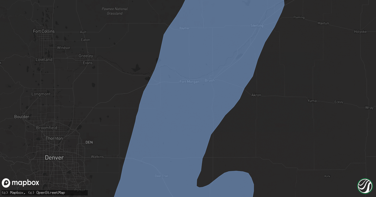 Hail map in Fort Morgan, CO on September 17, 2024