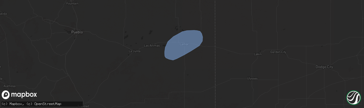 Hail map in Lamar, CO on September 17, 2024