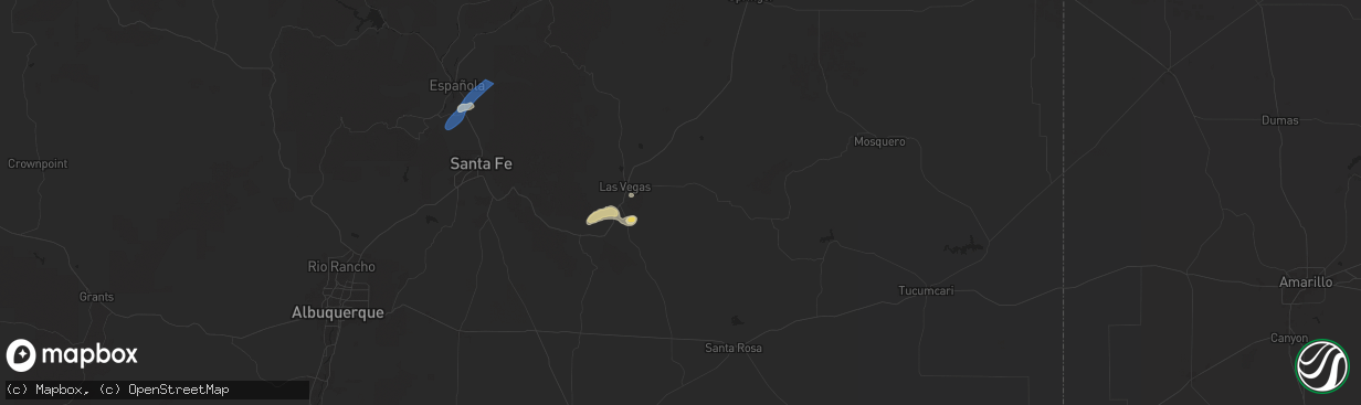 Hail map in Las Vegas, NM on September 17, 2024