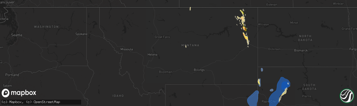 Hail map in Montana on September 17, 2024