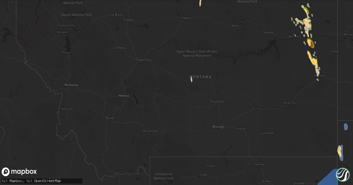 Hail map in Montana on September 17, 2024