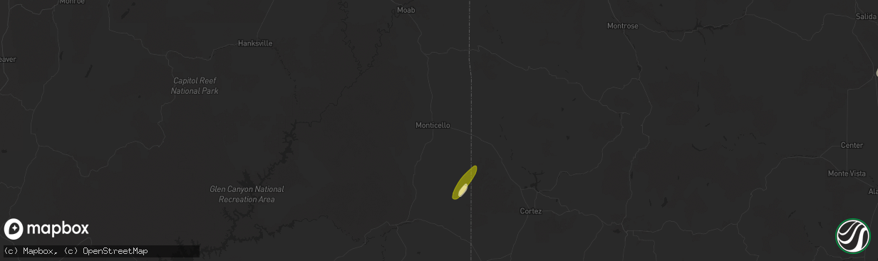 Hail map in Monticello, UT on September 17, 2024