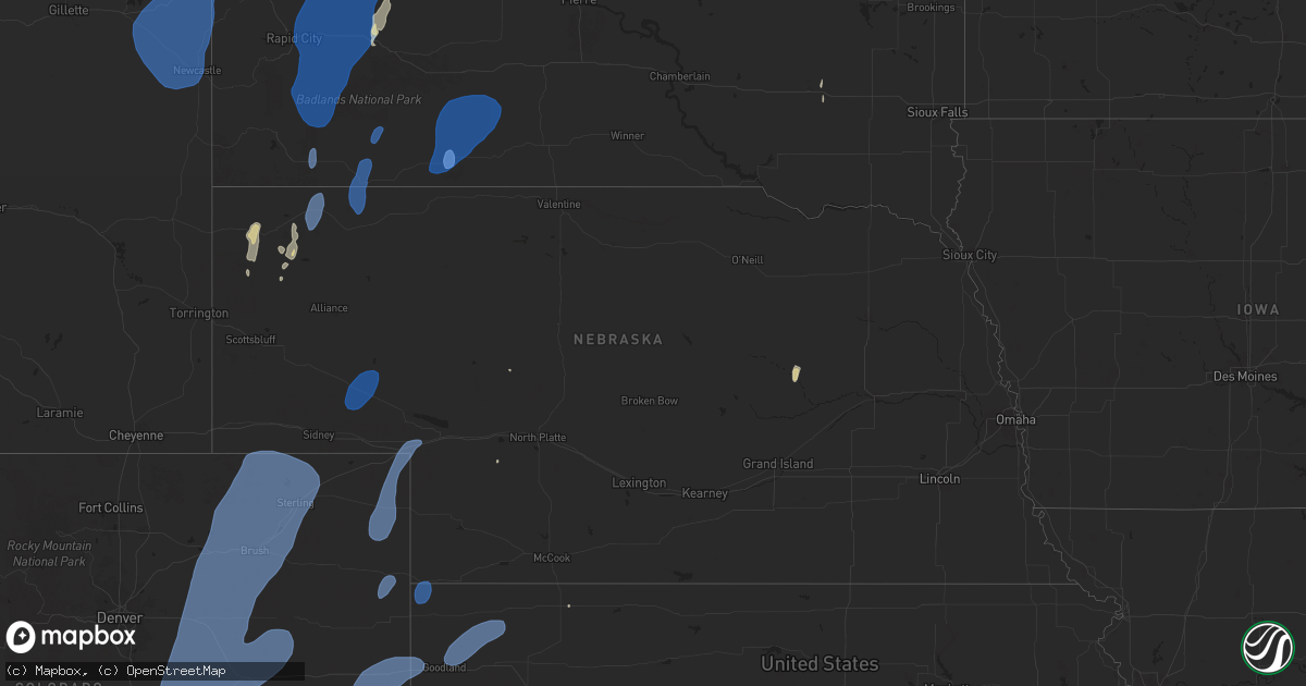 Hail map in Nebraska on September 17, 2024