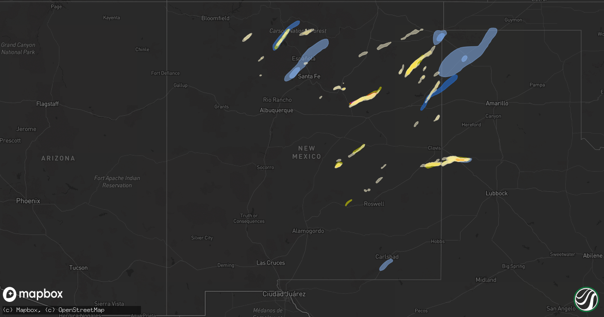 Hail map in New Mexico on September 17, 2024