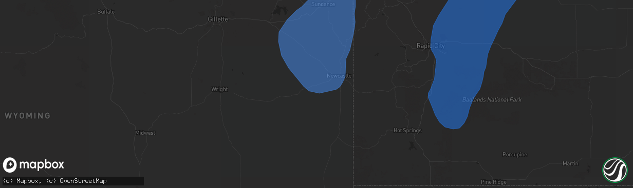 Hail map in Newcastle, WY on September 17, 2024