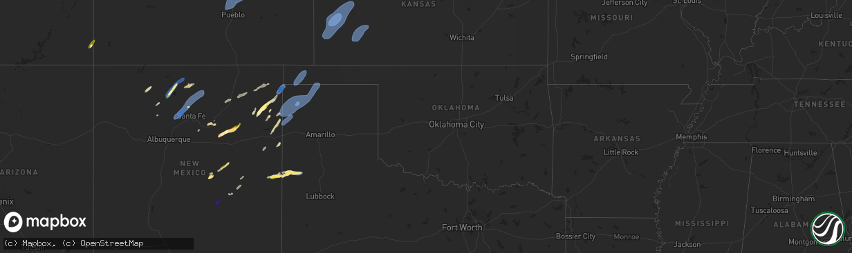 Hail map in Oklahoma on September 17, 2024