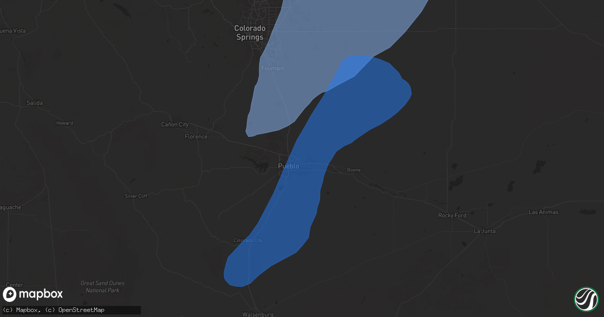Hail map in Pueblo, CO on September 17, 2024