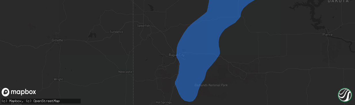 Hail map in Rapid City, SD on September 17, 2024