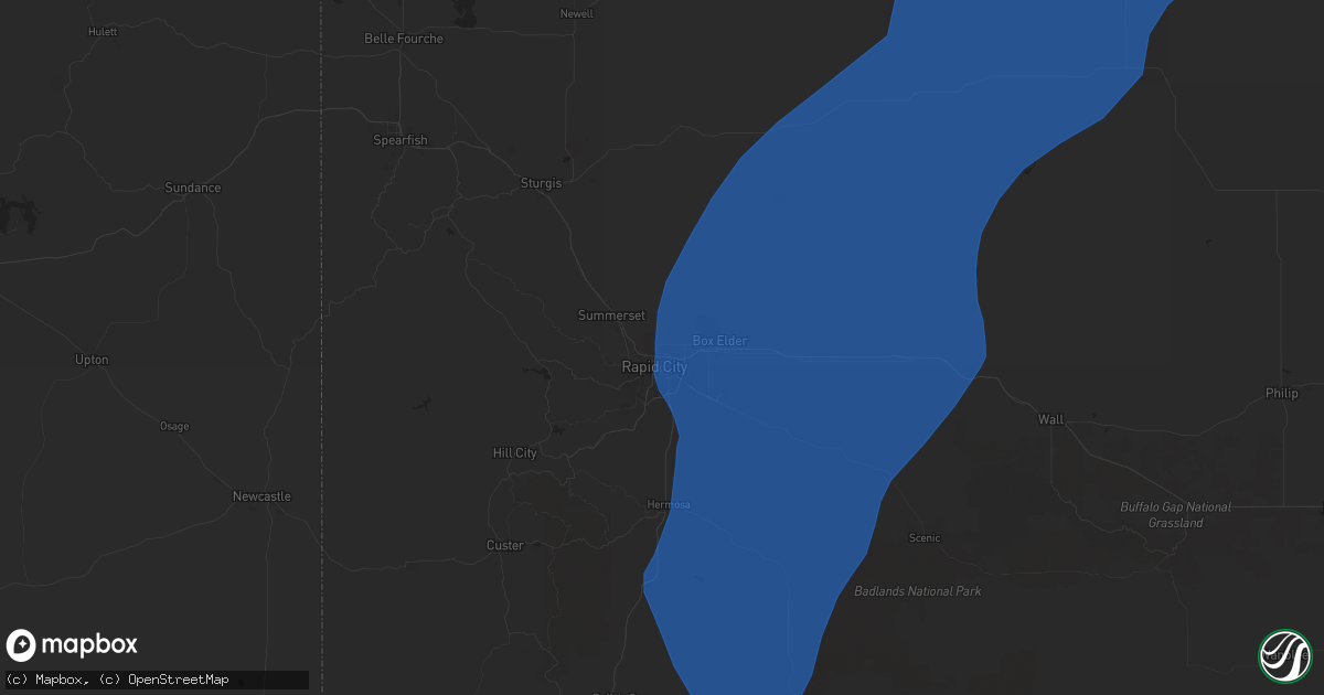 Hail map in Rapid City, SD on September 17, 2024