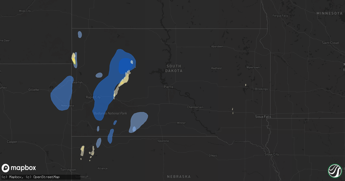 Hail map in South Dakota on September 17, 2024