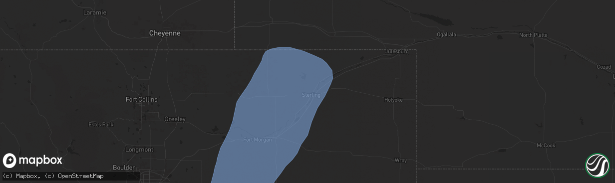 Hail map in Sterling, CO on September 17, 2024