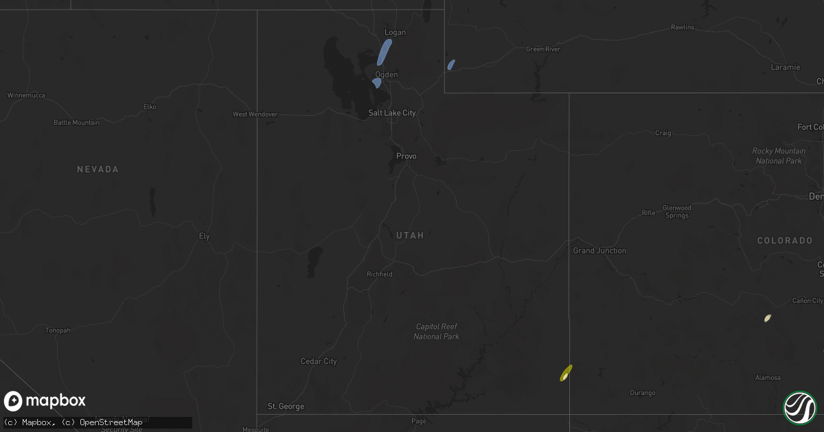 Hail map in Utah on September 17, 2024