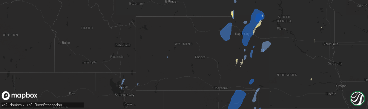 Hail map in Wyoming on September 17, 2024