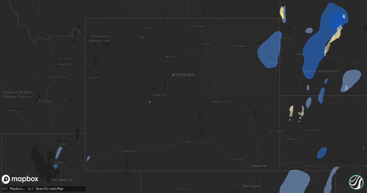 Hail map in Wyoming on September 17, 2024