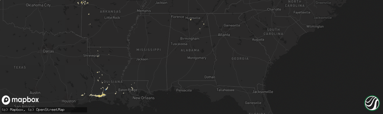 Hail map in Alabama on September 17, 2025