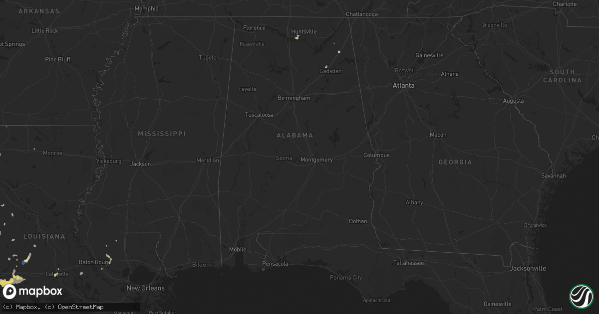 Hail map in Alabama on September 17, 2025