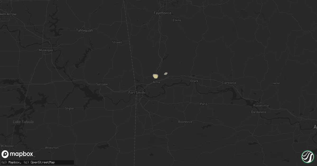 Hail map in Alma, AR on September 17, 2025