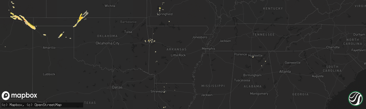 Hail map in Arkansas on September 17, 2025