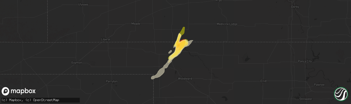 Hail map in Buffalo, OK on September 17, 2025