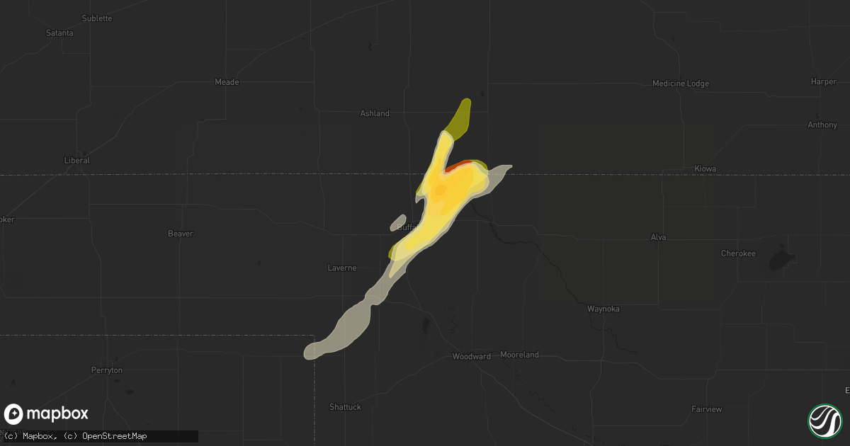 Hail map in Buffalo, OK on September 17, 2025