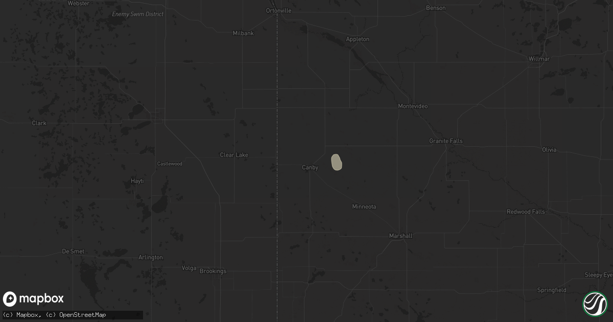 Hail map in Canby, MN on September 17, 2025
