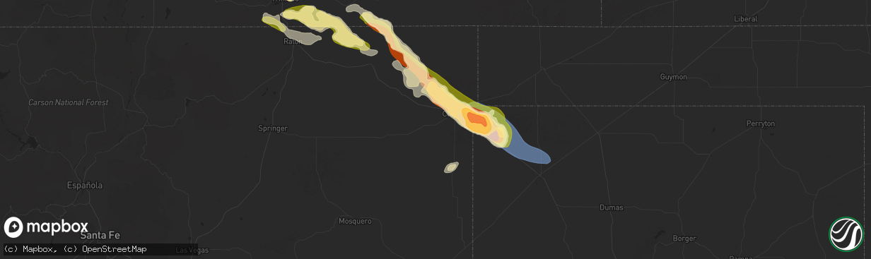Hail map in Clayton, NM on September 17, 2025