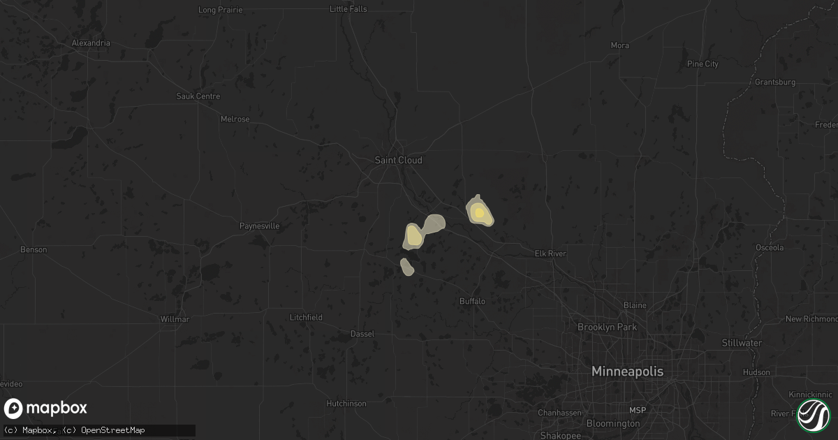 Hail map in Clearwater, MN on September 17, 2025
