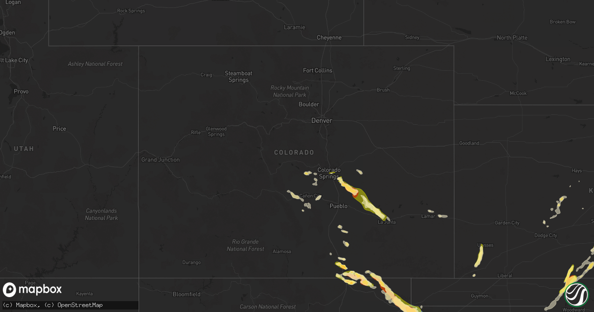 Hail map in Colorado on September 17, 2025
