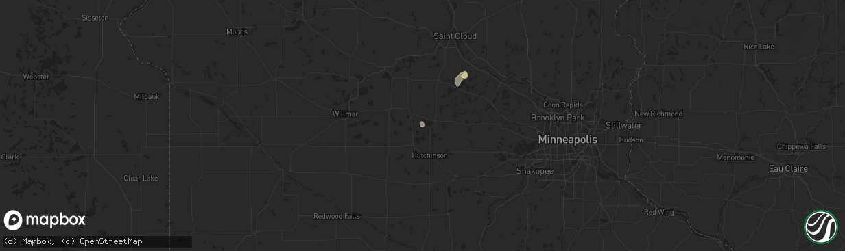 Hail map in Darwin, MN on September 17, 2025