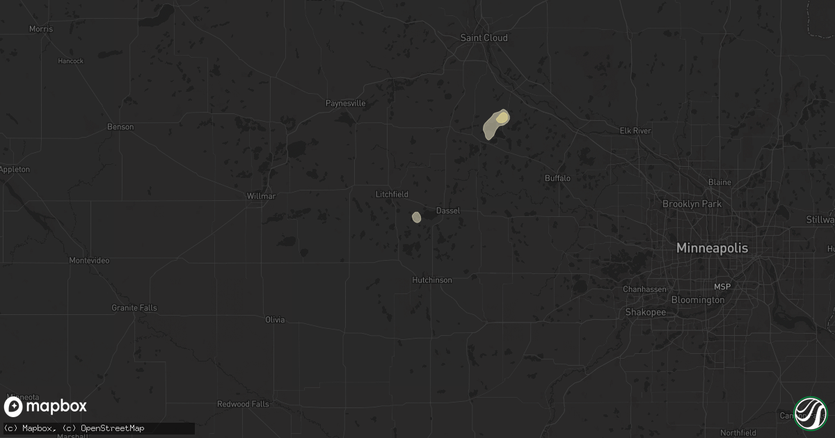 Hail map in Darwin, MN on September 17, 2025