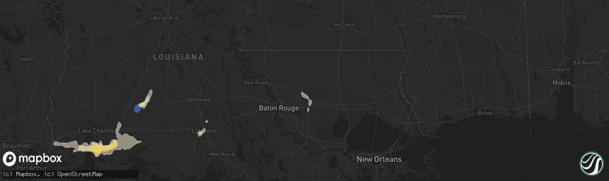 Hail map in Denham Springs, LA on September 17, 2025