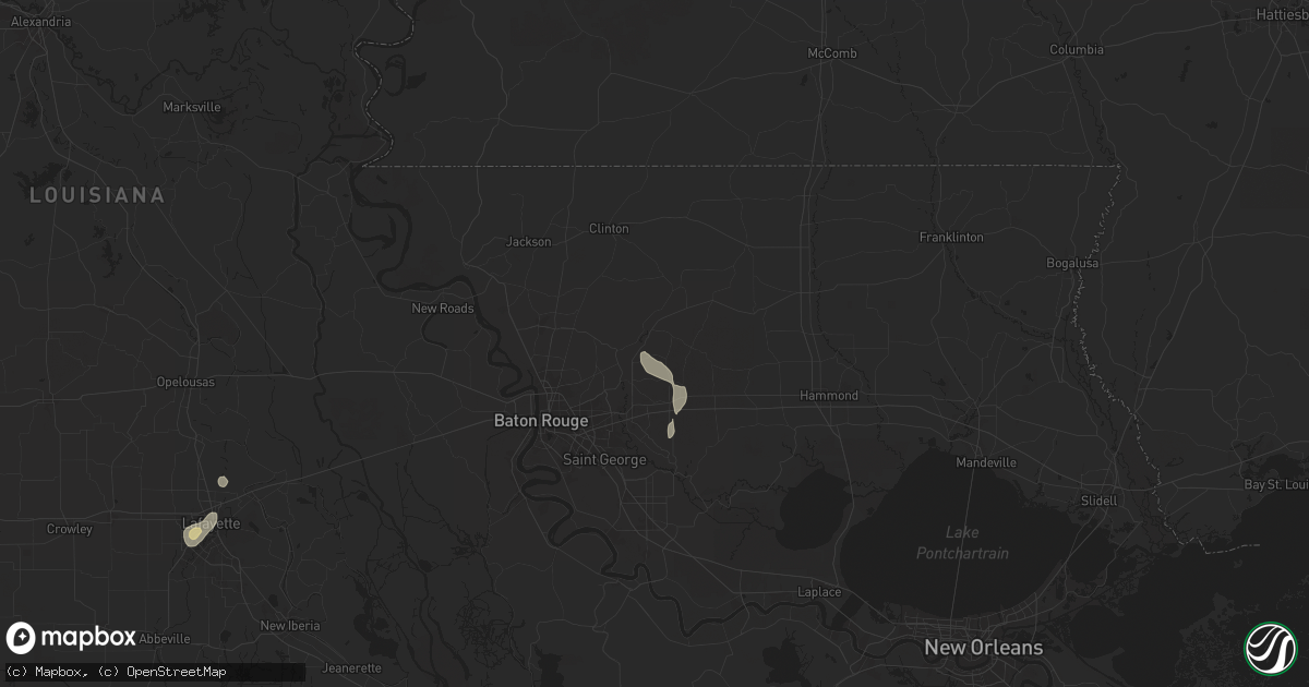 Hail map in Denham Springs, LA on September 17, 2025
