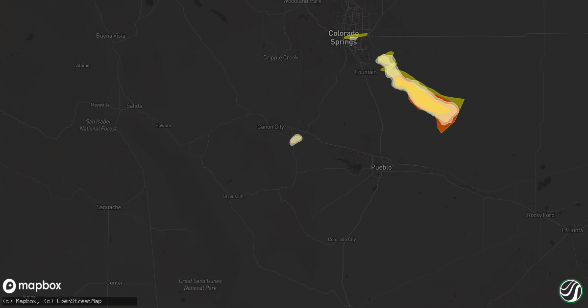 Hail map in Florence, CO on September 17, 2025