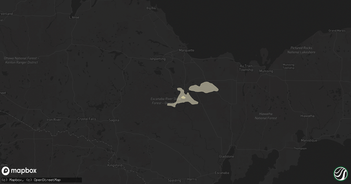 Hail map in Gwinn, MI on September 17, 2025